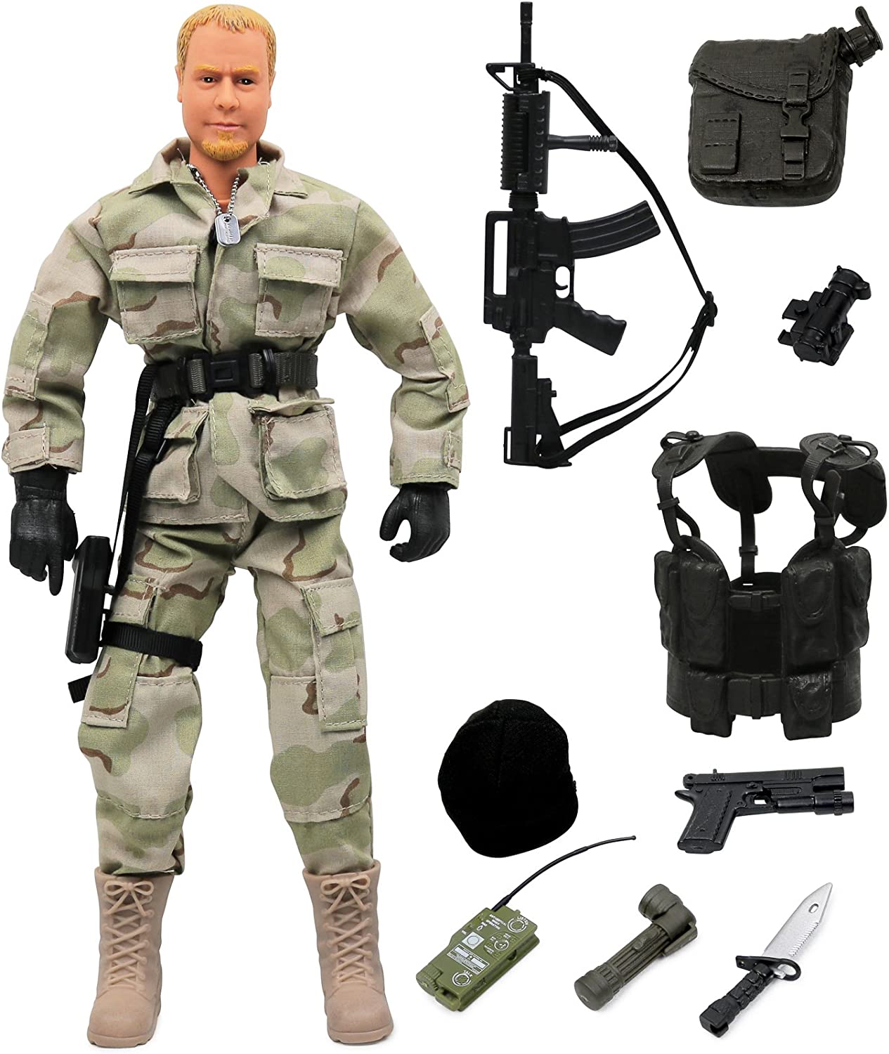Click N' Play 12-Inch Action Figures Military Ranger Swat | Action Figure Stand, Army Action Figures, Toy Weapons | Toy Soldiers, World Peacekeepers, Army Guys, Elite Force | Soldier Toys for Boys