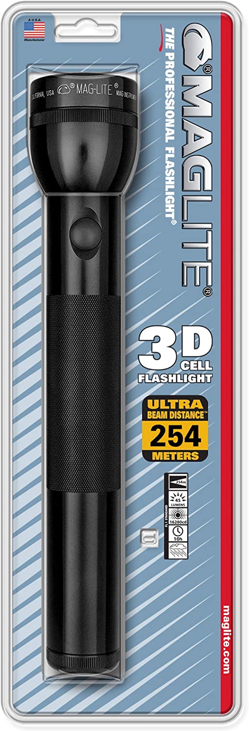 Maglite Heavy-Duty Incandescent 3-Cell D Flashlight, Black
