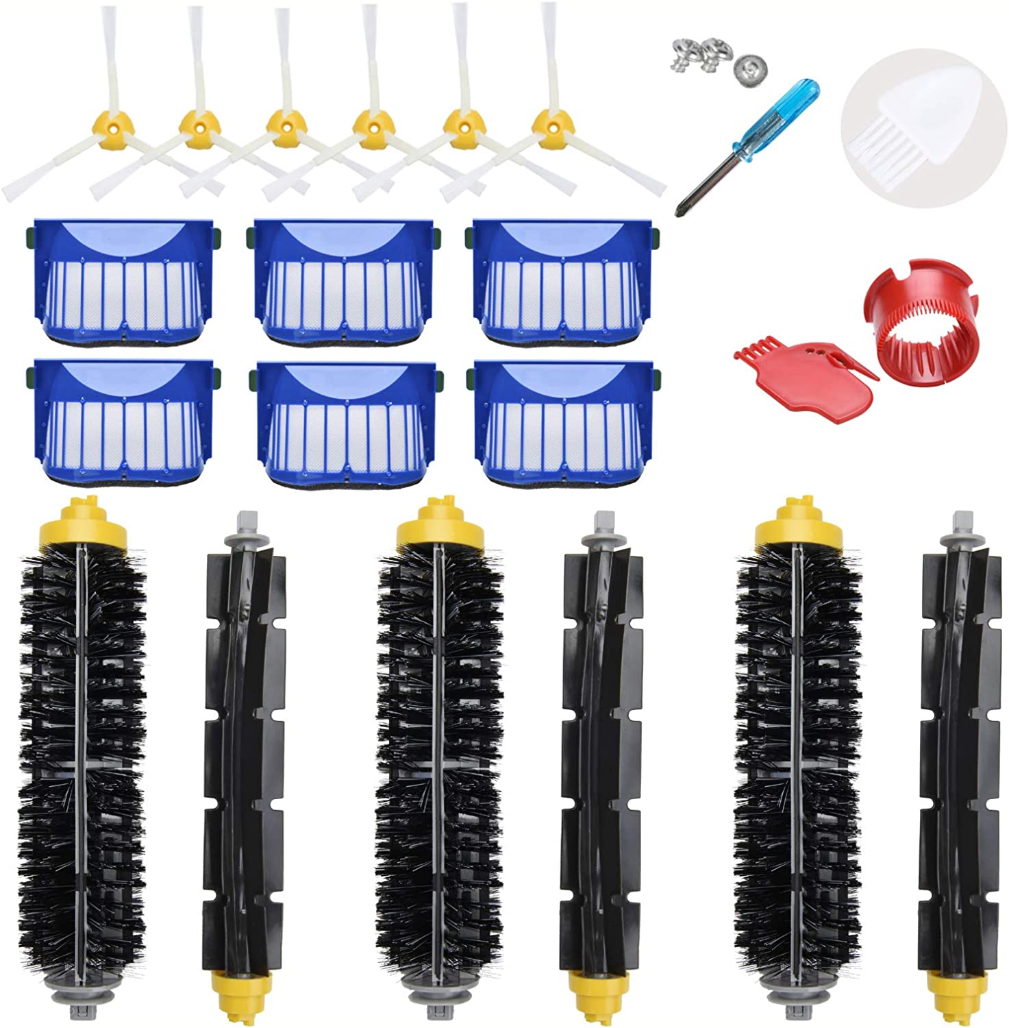 LOVECO Replacement Accessories Kit for iRobot Roomba 600 Series 694 692 690 680 660 665 651 650 614 & 500 Series 595 585 564,6 Filter,6 Side Brush,3 Pairs Bristle and Flexible Beater Brush
