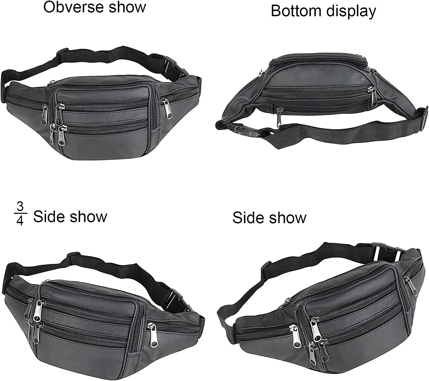 Fanny Pack Outdoor travel leather Fanny pack,Cowhide Leather Large Size 7 Pockets waist bag.Suitable for outdoor mountaineering, travel, camping, cycling, running, etc.
