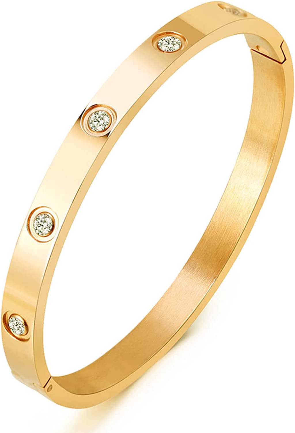 A D. ALLEN & DANMI. AD Jewelry 18 K Gold Plated Love Bangle Bracelet Stone Stainless Steel Bangle for Love …