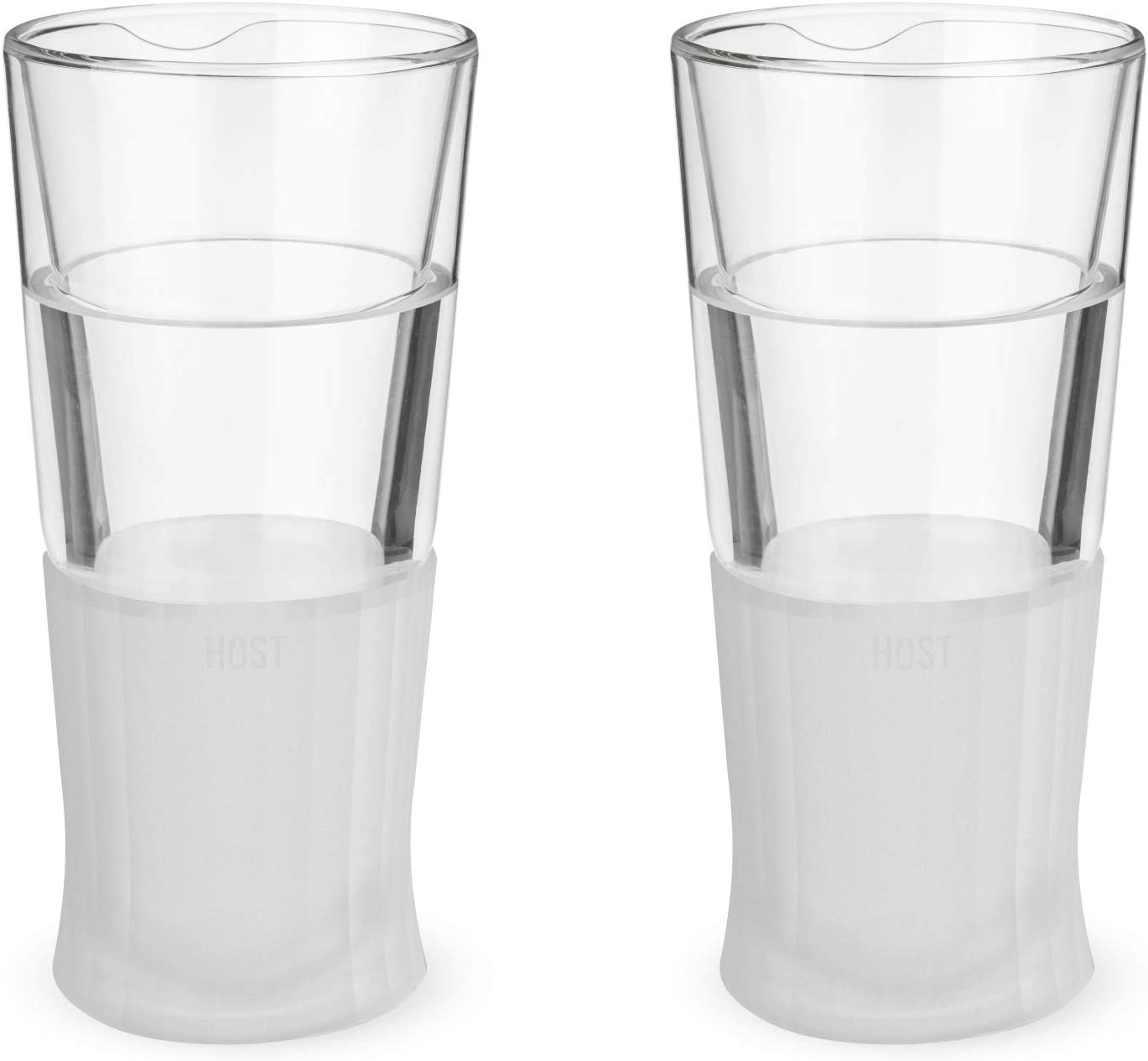 Host Freeze Beer Freezer Gel Chiller Double Wall Frozen Pint Set of 2, 16 oz, White Glass 2-Pack