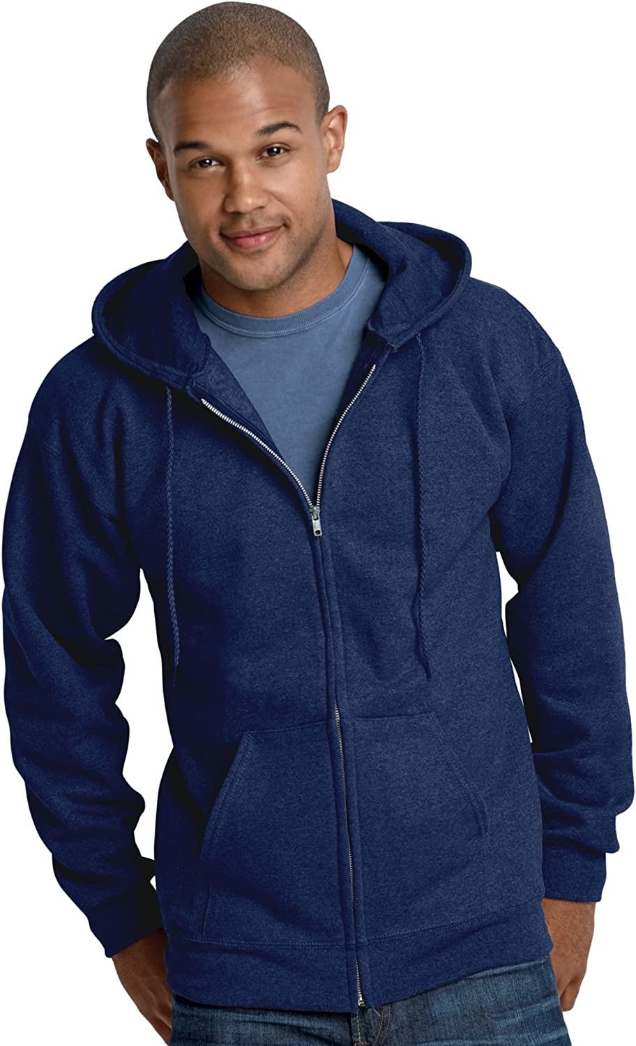 Hanes Men's Ultimate Cotton Heavyweight Full Zip Hoodie_Navy_M