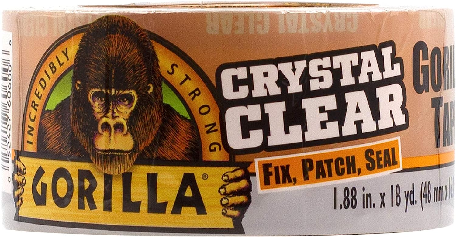 Gorilla Crystal Clear Repair Duct Tape, 1.88” x 18 yd, Clear, (Pack of 1)