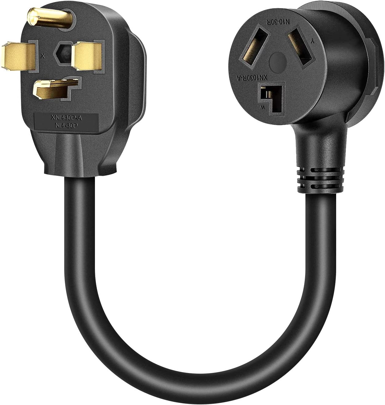 Cleyean Dryer Adapter 3 Prong to 4 Prong Dryer Plug Adapter Cord NEMA 14-30P to 10-30R, STW 10AWG, 30Amp, 250V, 1.5FT