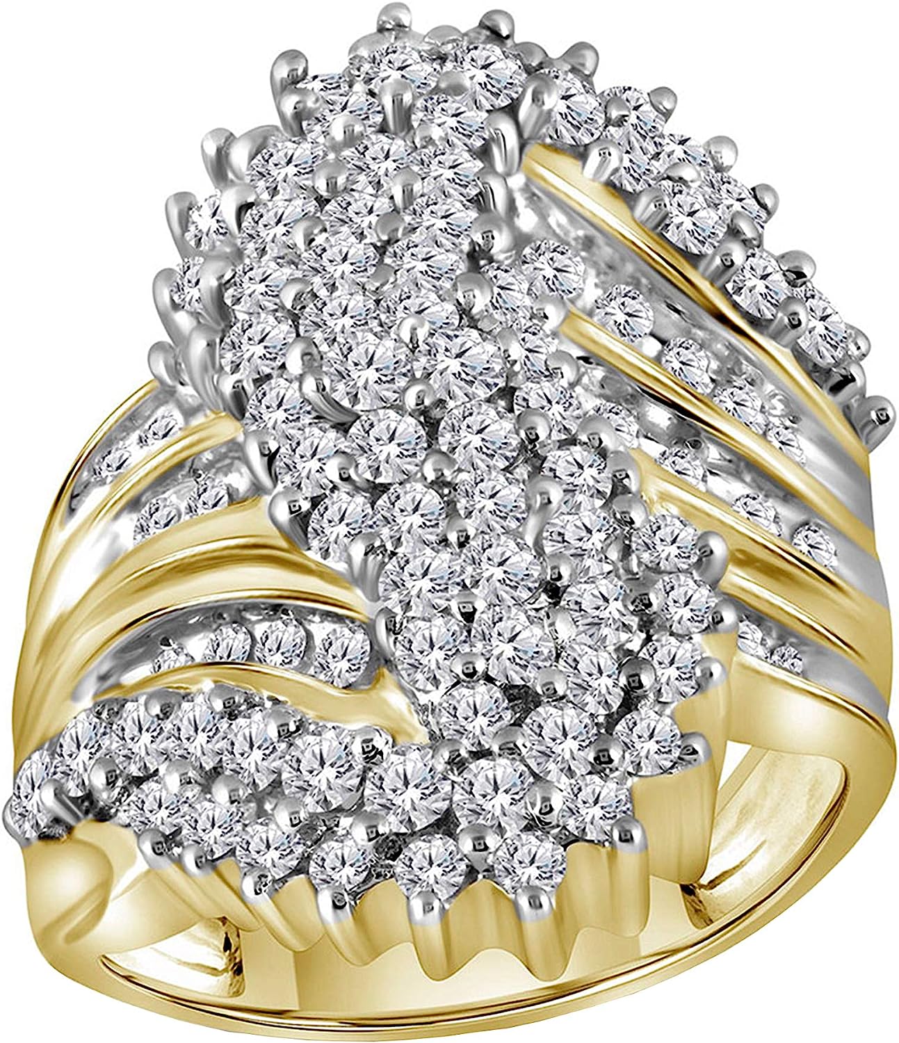 Dazzlingrock Collection 2 Carat (ctw) Round Diamond Cluster Ring 2 Ctw, 10K Yellow Gold
