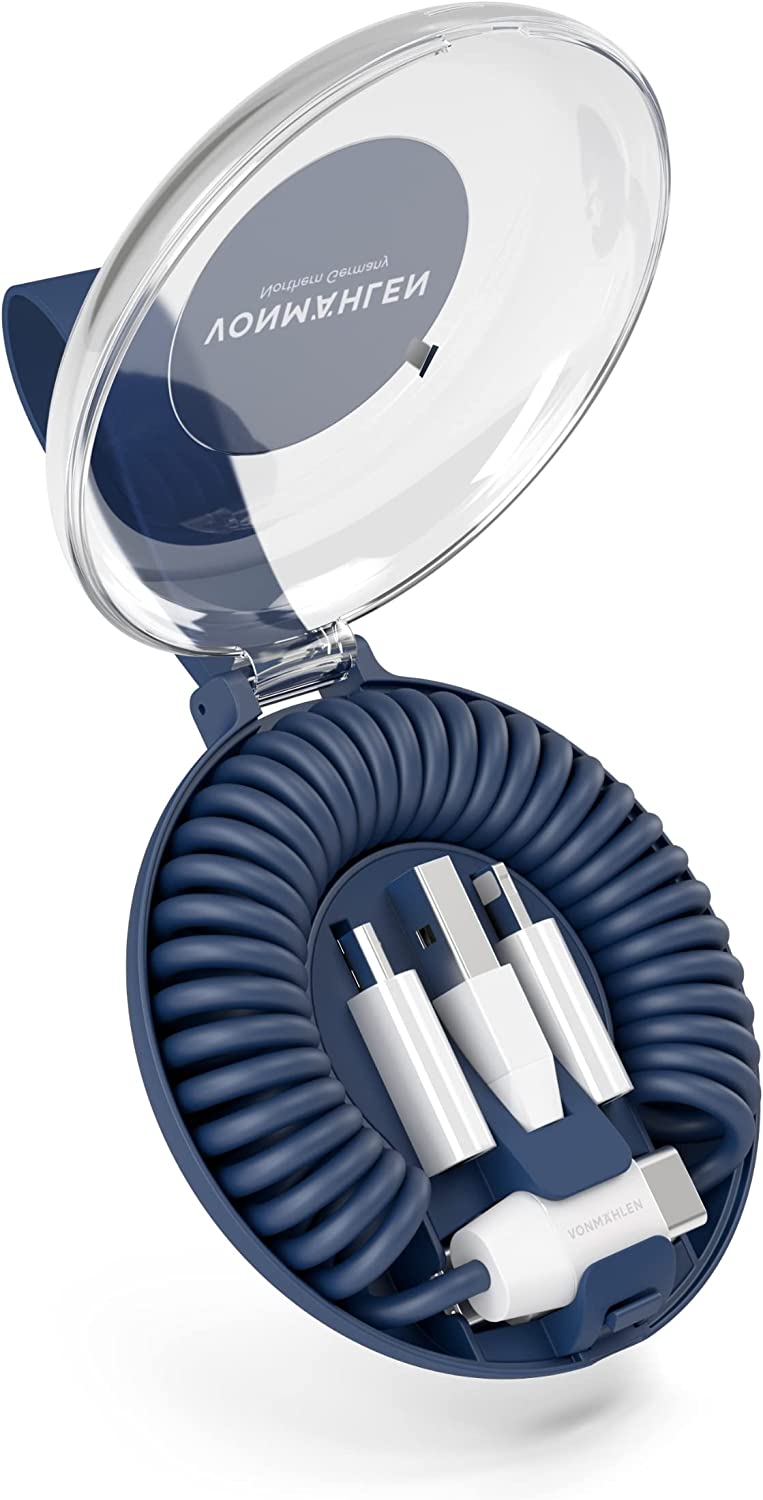 VONMÄHLEN Allroundo All-in-One 6-in-1 Charging Cable with 5 Ports - Micro USB， USB-C - for Mobile Phones and Mobile Devices - Compatible with iPhone， Samsung， Huawei， etc - Black