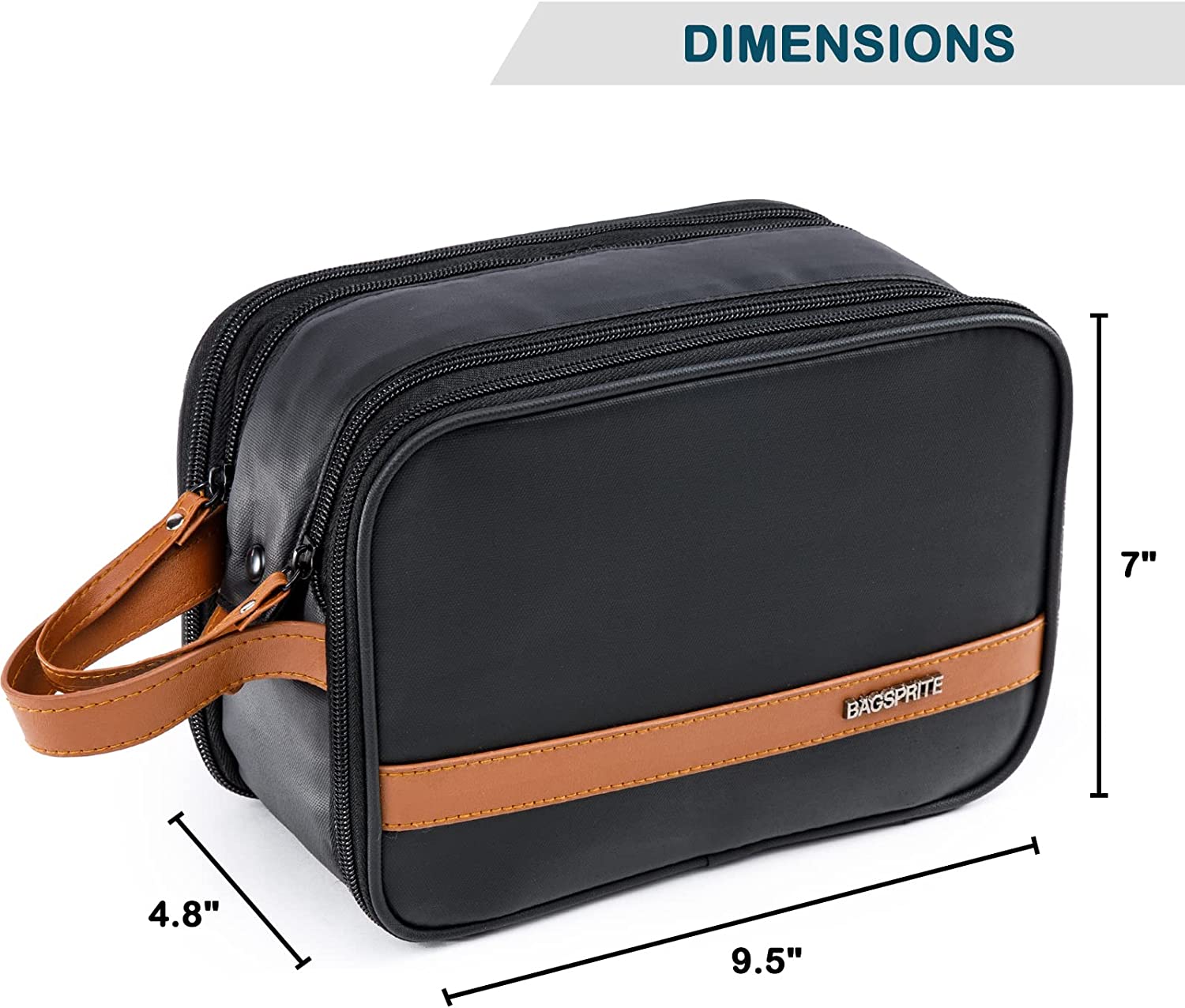 BAGSPRITE Toiletry Bag for Men， Travel Bag for Toiletries， Mens Toiletry Bag Shaving Dopp Kit Organizer， Large Water-resistant Travel Bathroom Bag for Traveling， Black/Brown