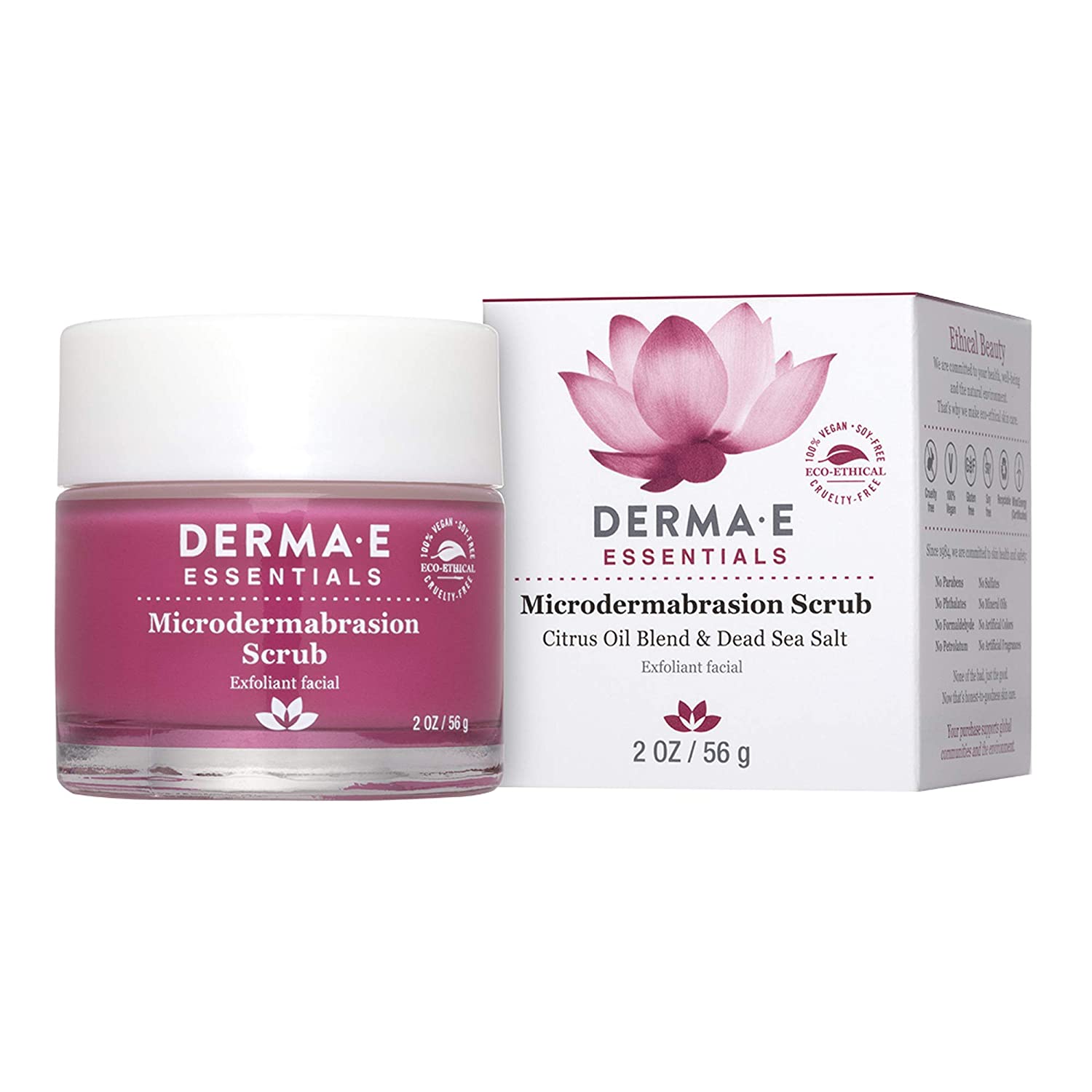 DERMA E Microdermabrasion Scrub with Dead Sea Salt & Citrus Essential Oils – Facial Exfoliating Scrub Smooths, Revitalizes and Renews – Ideal for Scars and Wrinkles, 2oz
