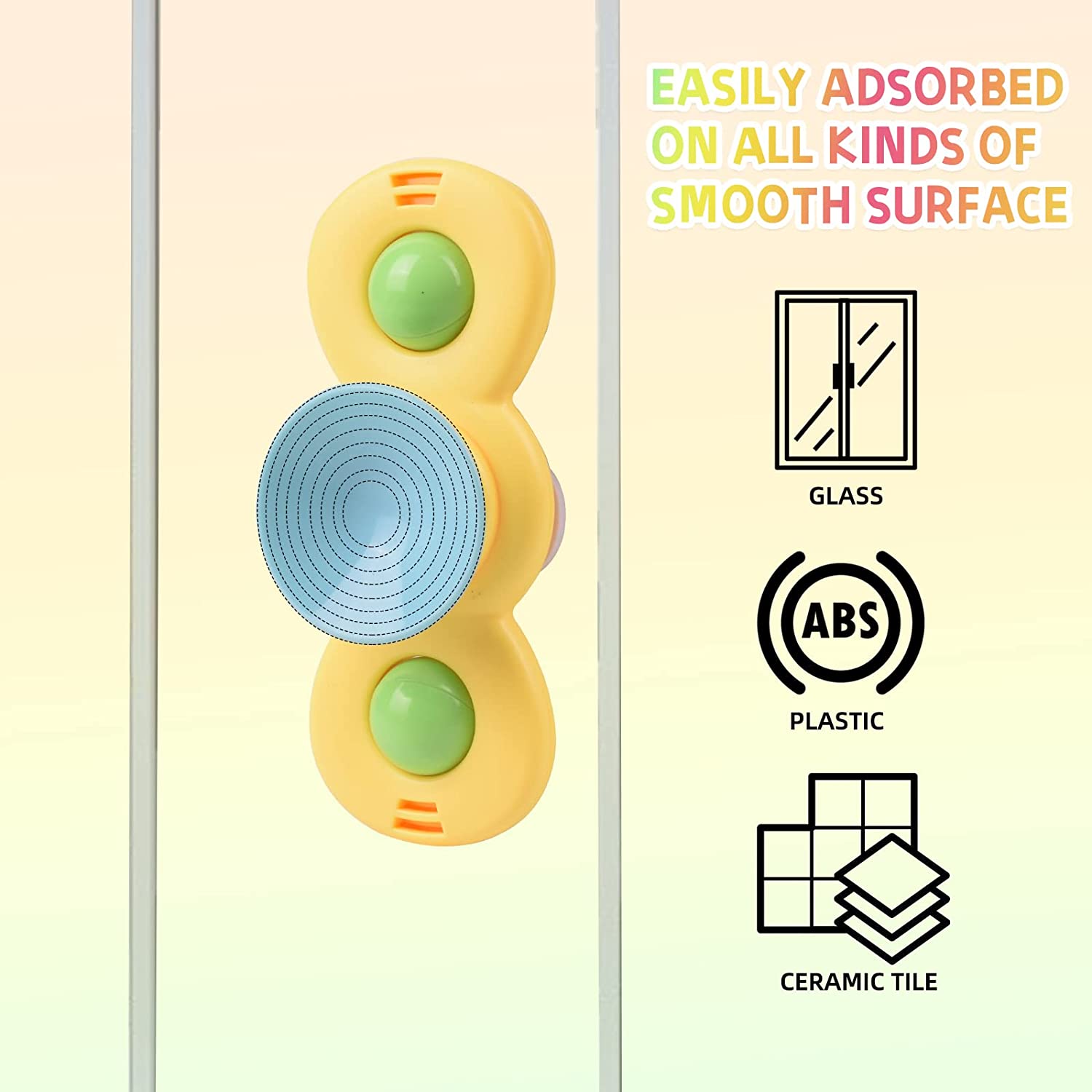 Suction Cup Spinner Toy for Baby, 3PCS Spinner Sensory Toys for Toddlers 1-3 Cartoon Baby Bath Toys 6 to 12 Months Kids Birthday Gift for Baby High Chair/Bathing/Dining Table/Travelling (Colorful)