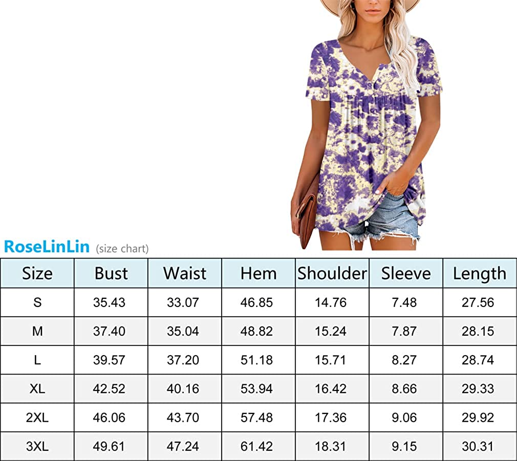 ROSELINLIN Womens Short Sleeve Shirts Loose Fit Summer Tops for Leggings