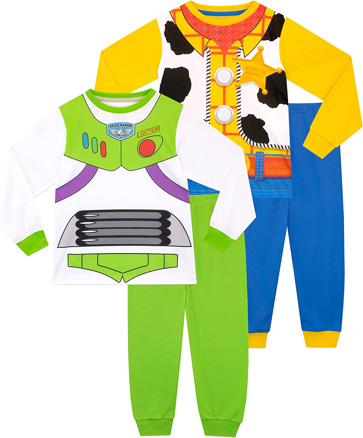Disney Boys Toy Story Pyjamas 2 Pack Buzz Lightyear and Woody Kids PJs