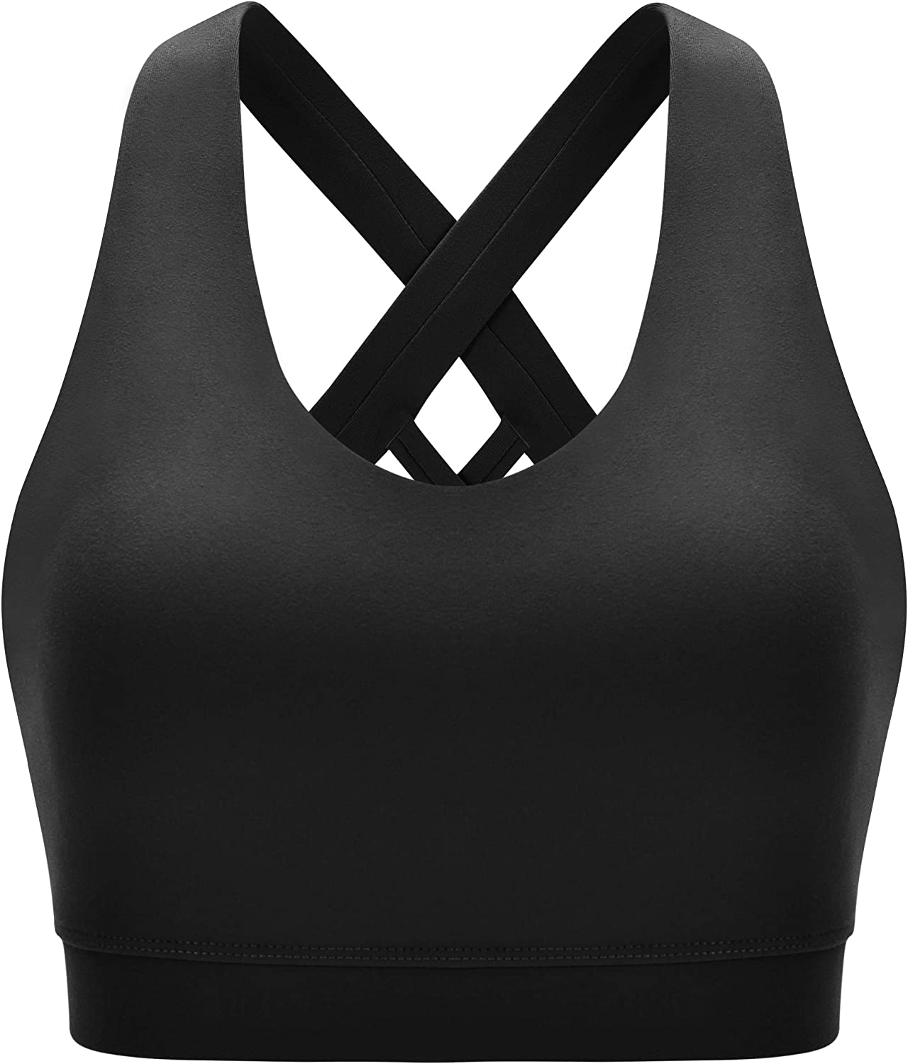 RUNNING GIRL Sports Bra for Women, Criss-Cross Back Padded Strappy Sports Bras Medium Support Yoga Bra with Removable Cups