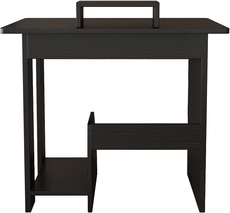 ALISENED Home Office Computer Desk with Monitor Stand Keyboard Tray， 29.5 Inch Study Writing Desk Small PC Laptop Table with Storage Shelves， Modern Workstation for Small Spaces Save Space