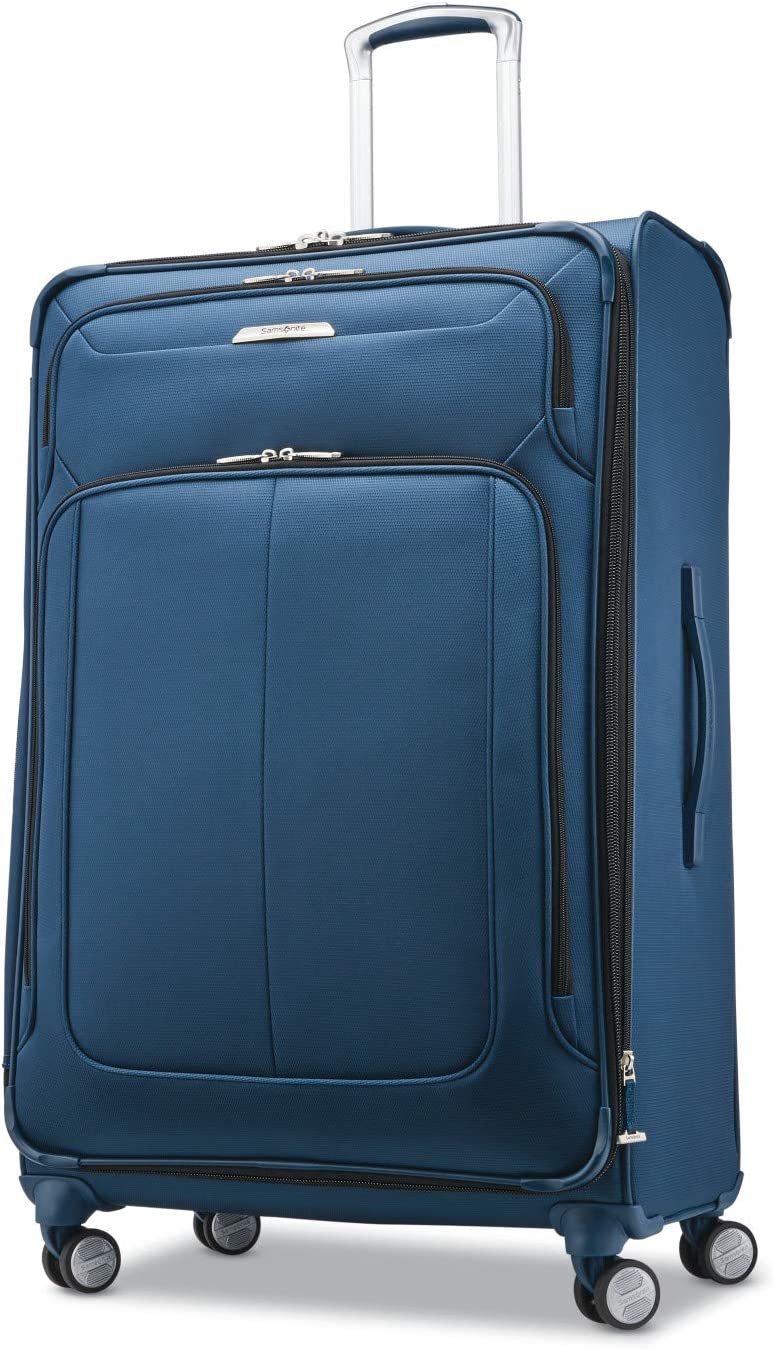 Samsonite Solyte DLX Softside Expandable Luggage with Spinner Wheels, Mediterranean Blue, Checked-Large 29-Inch