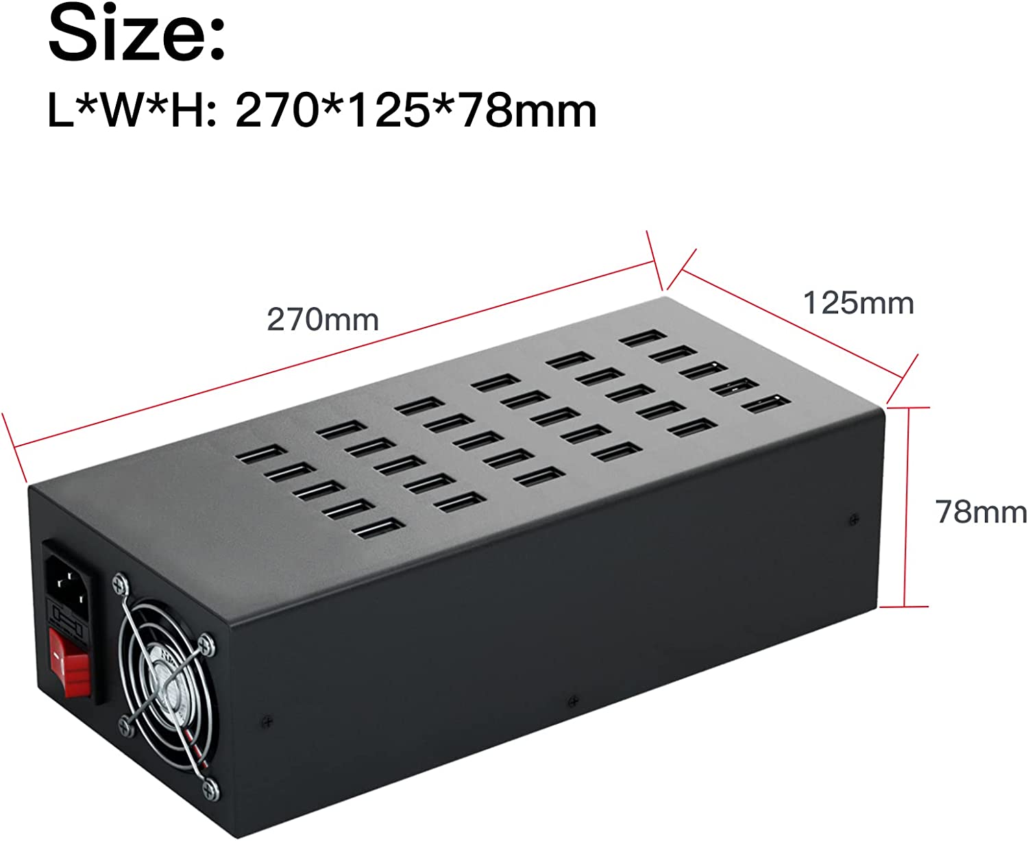 Charging Station for Multiple Devices, 30 Port 300W USB Charging Station, 30-in-1 USB Charging Hub, Multiple USB Charging Station for iPhone, iPad, Samsung, Tablets, and Other Electronics
