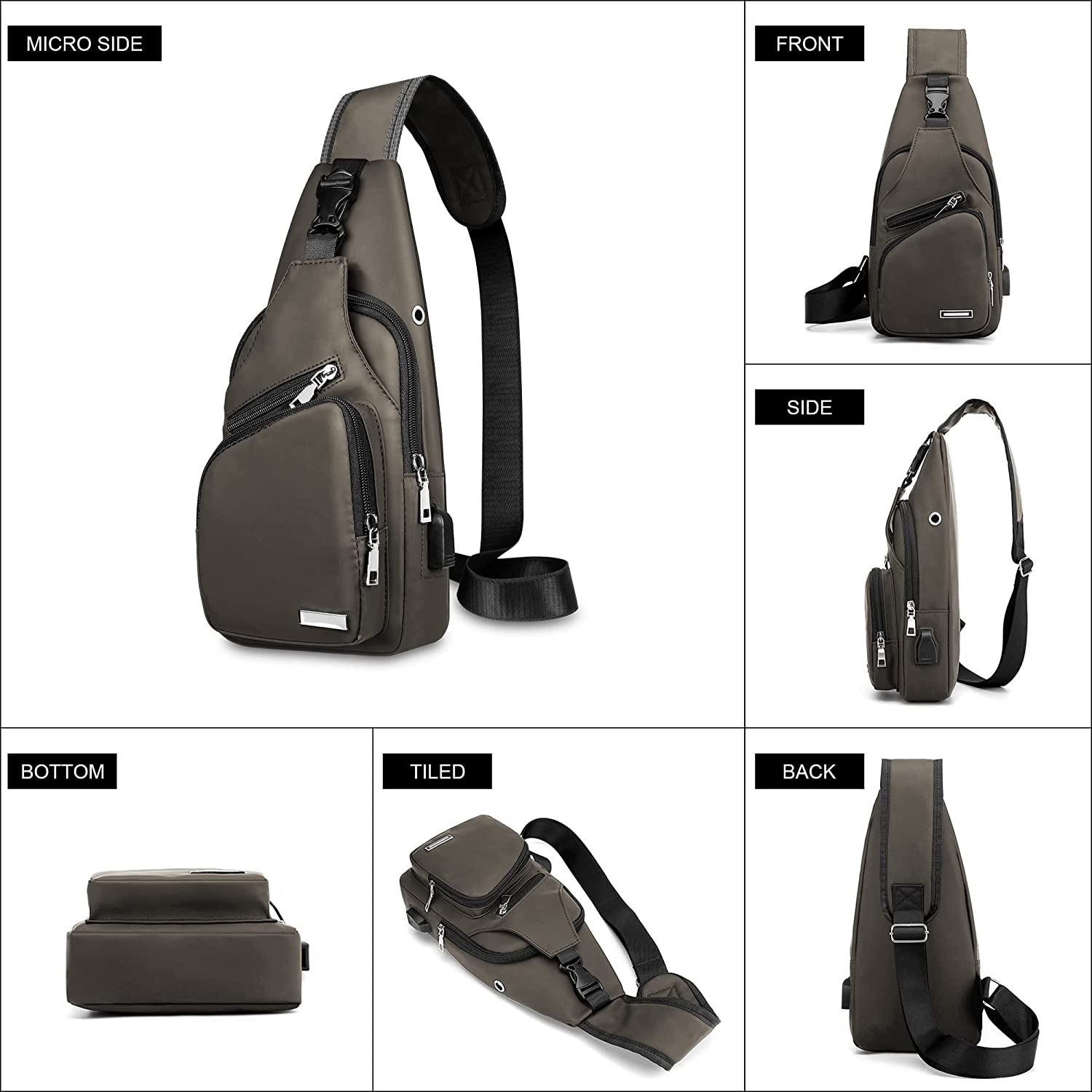 Waterproof Sling Bag Crossbody Backpack for Men Women Sling Backpack Hiking Daypack Multipurpose Cross Body Chest Bag