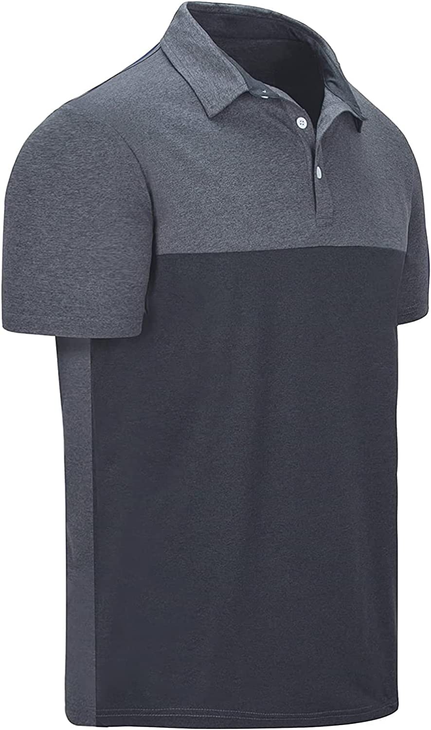 LLdress Mens Two Tone Polo Shirts Short Sleeve Color Block Patchwork Stripe Golf Shirts for Men Sports T-Shirts