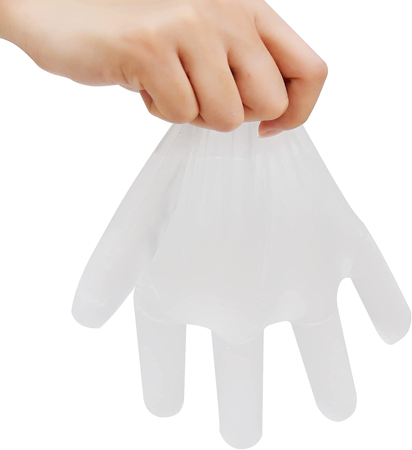 Basic 1 Box 200Pcs Disposable Cast Polyethylene Gloves Textured Powder Free Latex Free Non Sterile (Large)