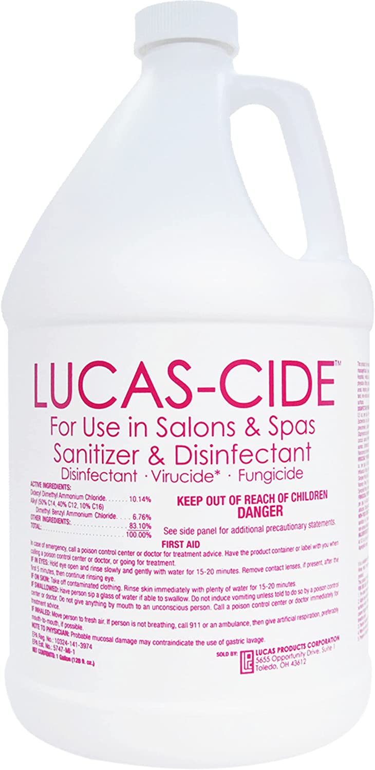LUCAS-CIDE Salon and Spa Disinfectant Multipurpose Surface Sanitizer， Hospital Grade， EPA Disinfectant Cleaning Supplies Solution 1 Gallon - Pink