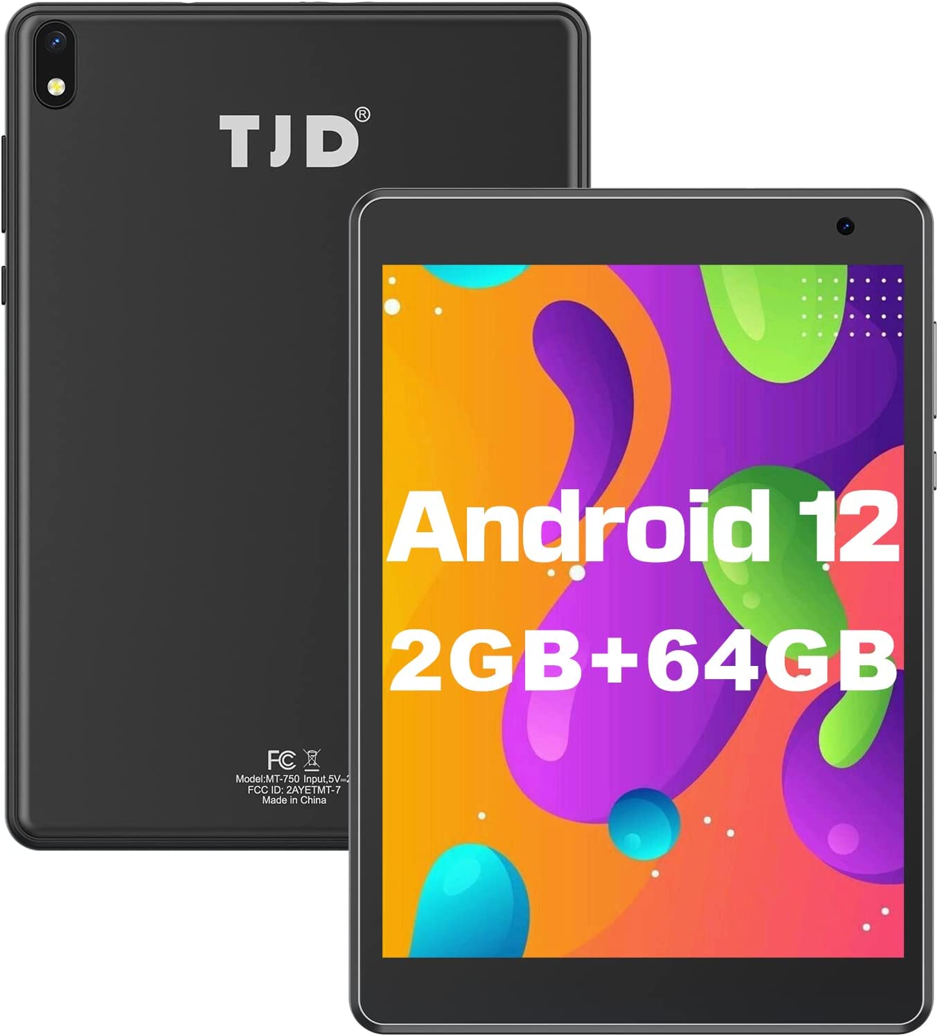 TJD Tablet 7.5 inch, Android 12.0 Smart Tablets 64GB Storage 512GB Expandable, Quad-Core Processor, Google GMS Certified Tablet Computer, PS FHD 1440x1080 Resolution Display, WiFi/Bluetooth 5.0