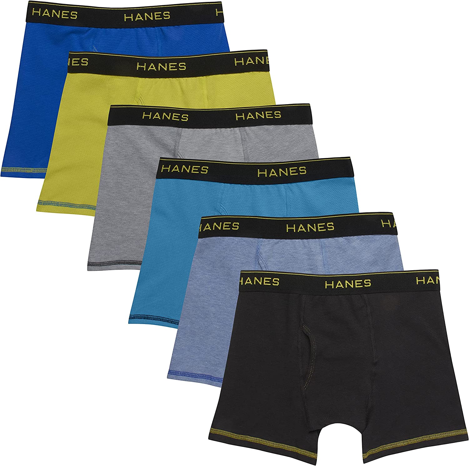Hanes Boys' Underwear, Cool Comfort Stretch Mesh Boxer Briefs, 6-Pack