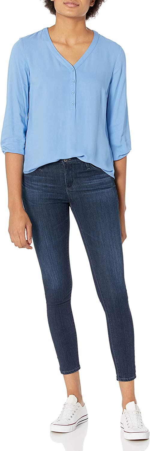 Amazon Essentials Women's 3/4 Sleeve Button Popover Shirt