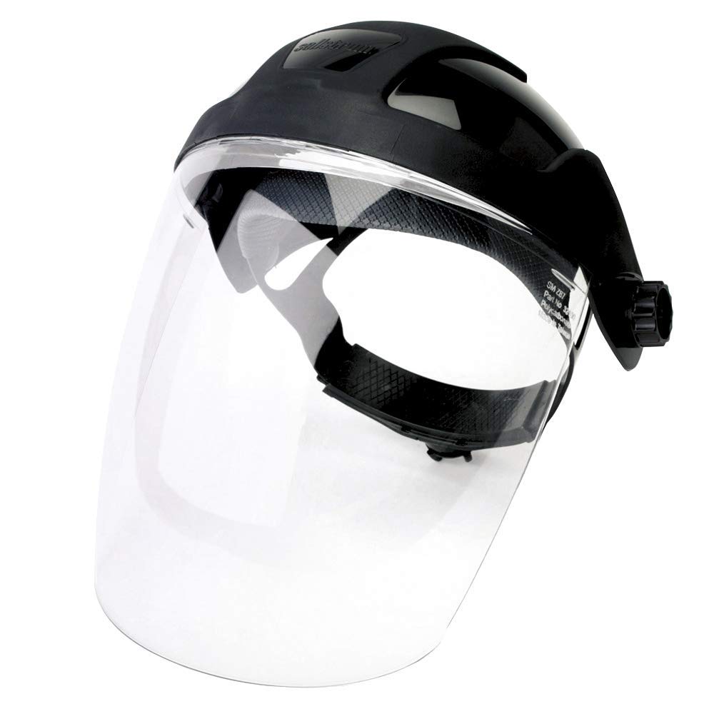 Sellstrom Face Shield S32010, Single Crown, Full Safety Mask for Men and Women, Clear Polycarbonate, Ratchet Headgear, Lightweight Comfort, ANSI Z87