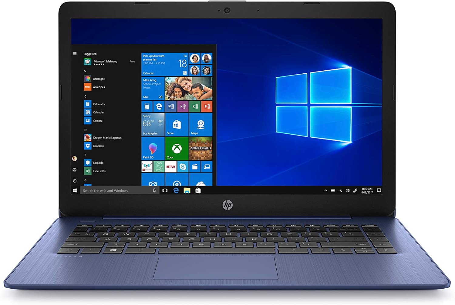 HP Stream 14 inches HD (1366x768) Display, Intel Celeron N4000 Dual-Core Processor, 4GB RAM, 64GB eMMC, HDMI, WiFi, Webcam, Bluetooth, Win10 S, Royal Blue (Renewed)