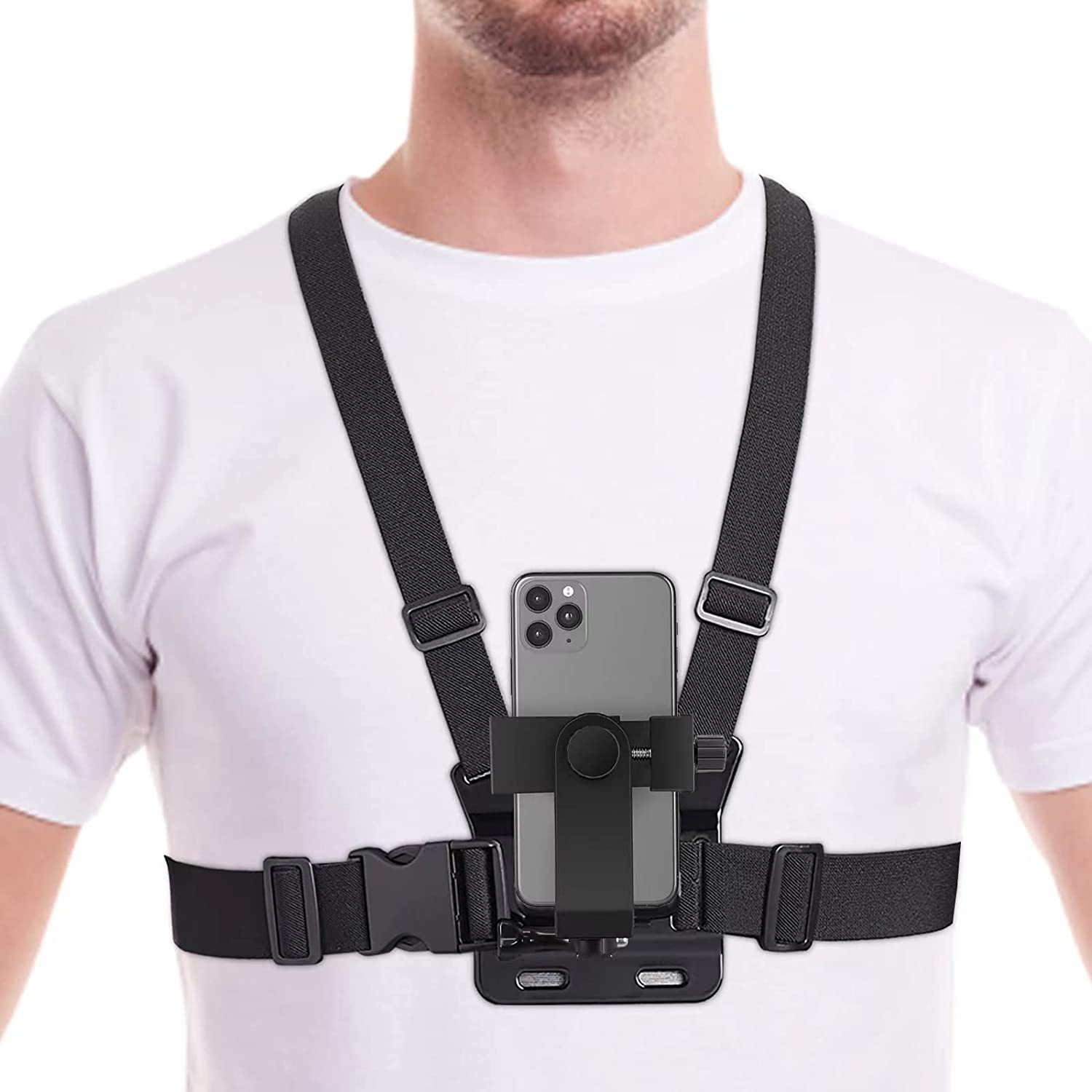 Phone Chest Strap Mount for POV/VLOG Videos, Chest Harness Holder Compatible with iPhone 13 12 11Pro Max Plus,Samsung,GoPro Hero 9, 8, 7, 6,AKASO,Action Camera and Cell Phone Video Shoot Accessories