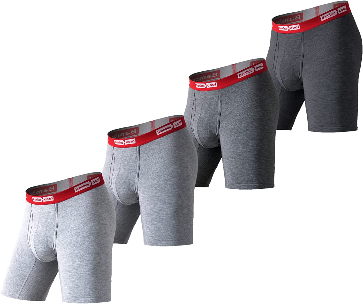 BAMBOO COOL Men’s Underwear Soft Breathable Boxer Briefs for Men Bamboo Viscose Underwear (4 Pack)