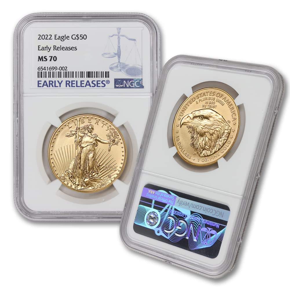 2022 No Mint Mark 1 oz Gold American Eagle MS-70 (Early Releases) by Mint State Gold $50 NGC MS70