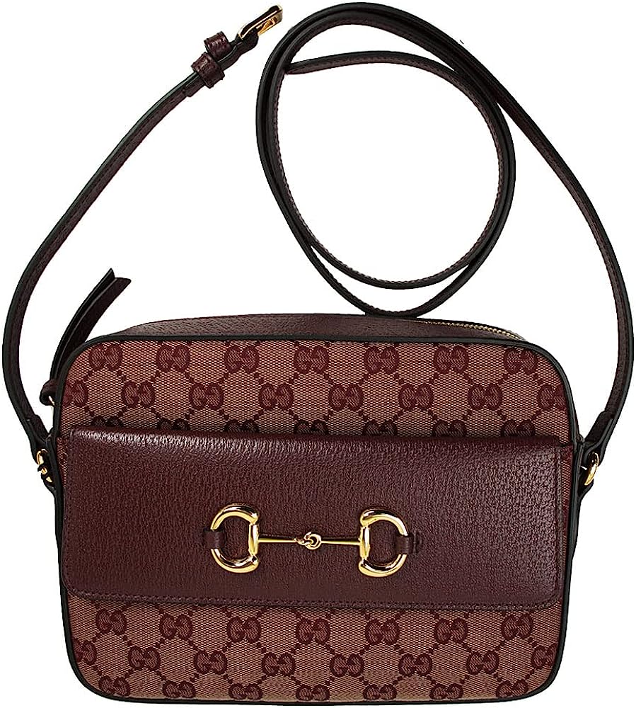 Gucci 645454 9Y9NG 9865 Crossbody Shoulder Bag, Horsebit 1955 GG Canvas Burgundy, burgandy